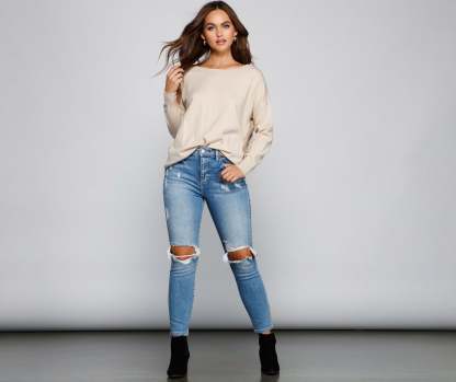 Cozy Basic Lattice Back Tunic - Lady Occasions