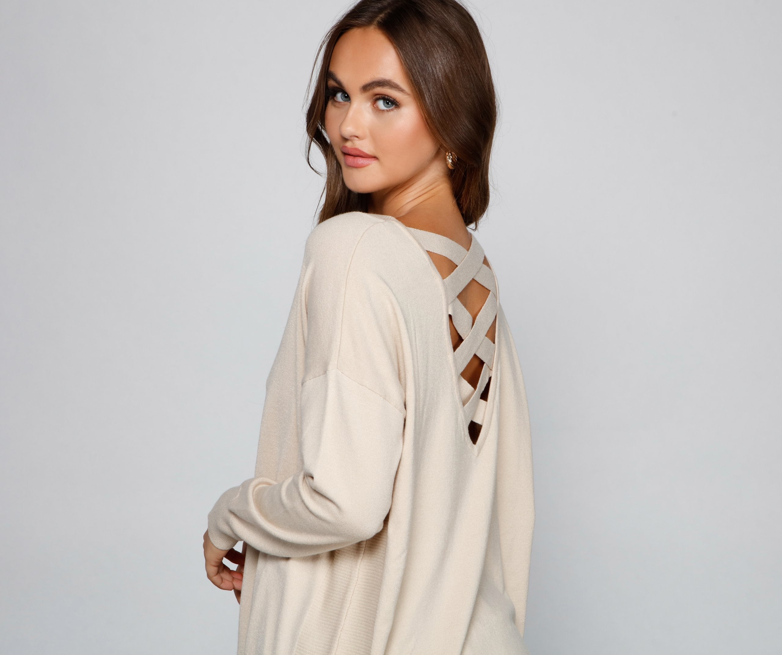 Cozy Basic Lattice Back Tunic - Lady Occasions