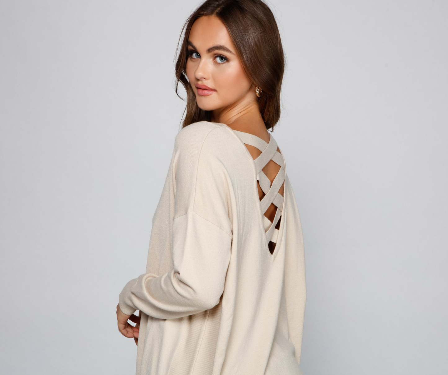 Cozy Basic Lattice Back Tunic - Lady Occasions