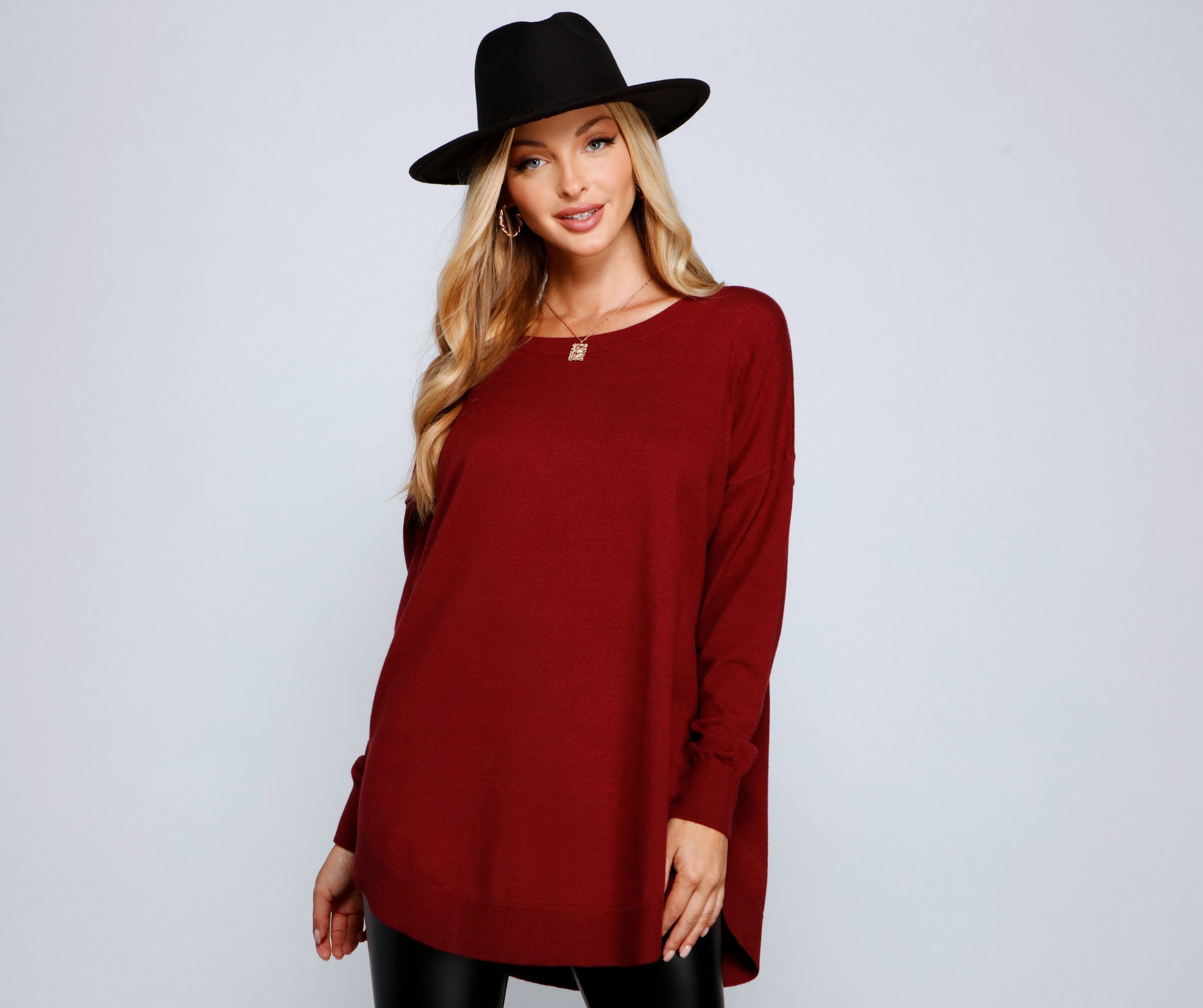 Cozy Basic Lattice Back Tunic - Lady Occasions