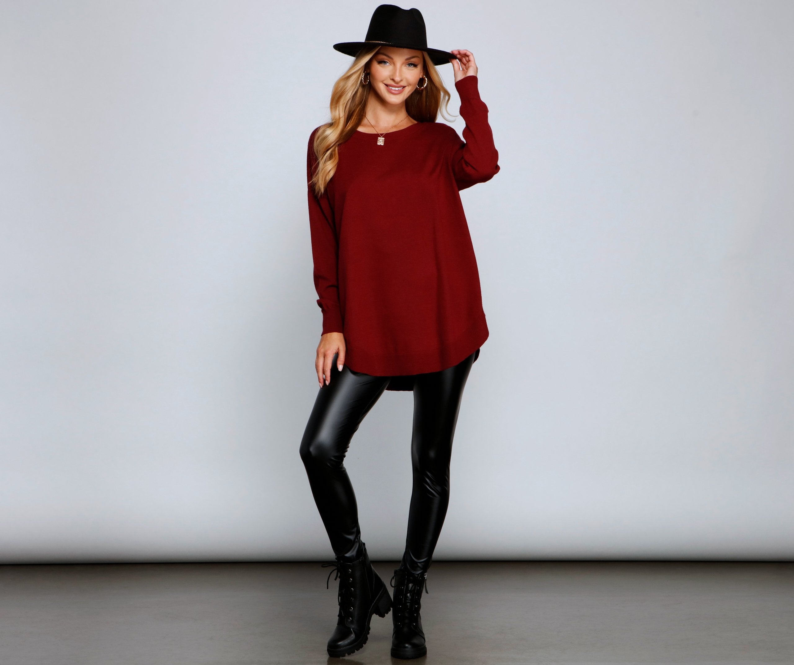 Cozy Basic Lattice Back Tunic - Lady Occasions