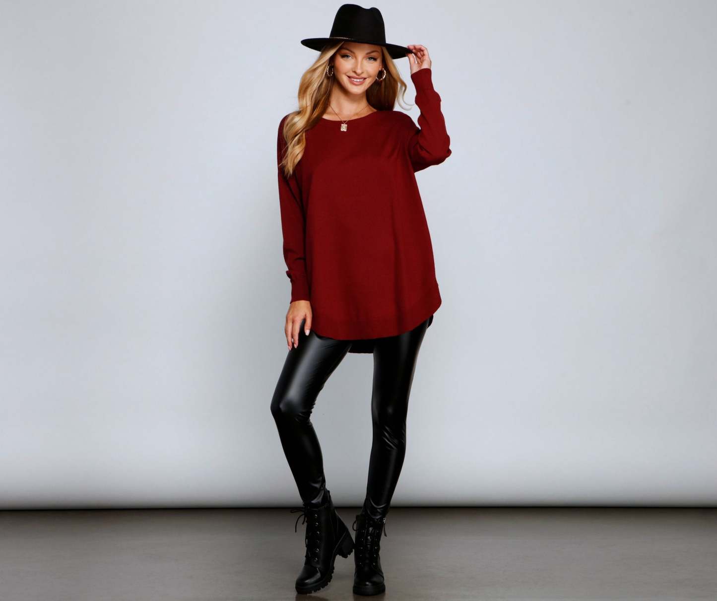 Cozy Basic Lattice Back Tunic - Lady Occasions