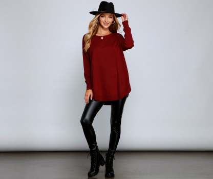 Cozy Basic Lattice Back Tunic - Lady Occasions