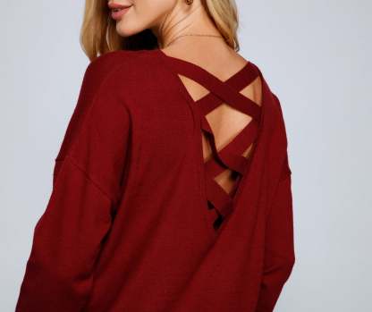 Cozy Basic Lattice Back Tunic - Lady Occasions