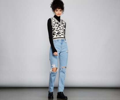 Feeling Wild Leopard Knit Vest - Lady Occasions
