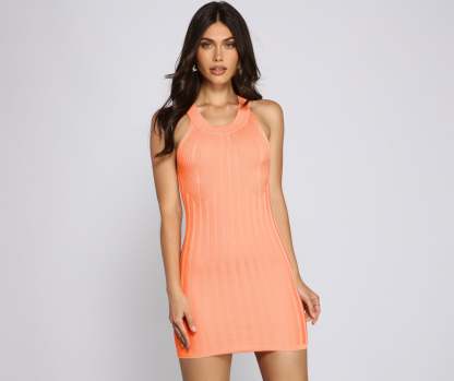 Keepin' Knit On-Trend Mini Sweater Dress - Lady Occasions