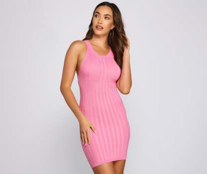 Keepin' Knit On-Trend Mini Sweater Dress - Lady Occasions