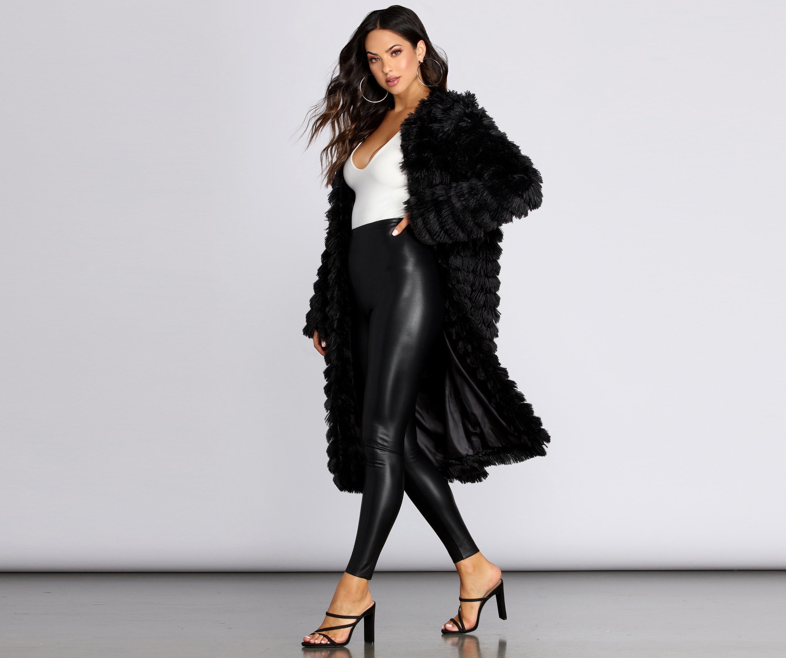 Long Line Fringe Coat - Lady Occasions