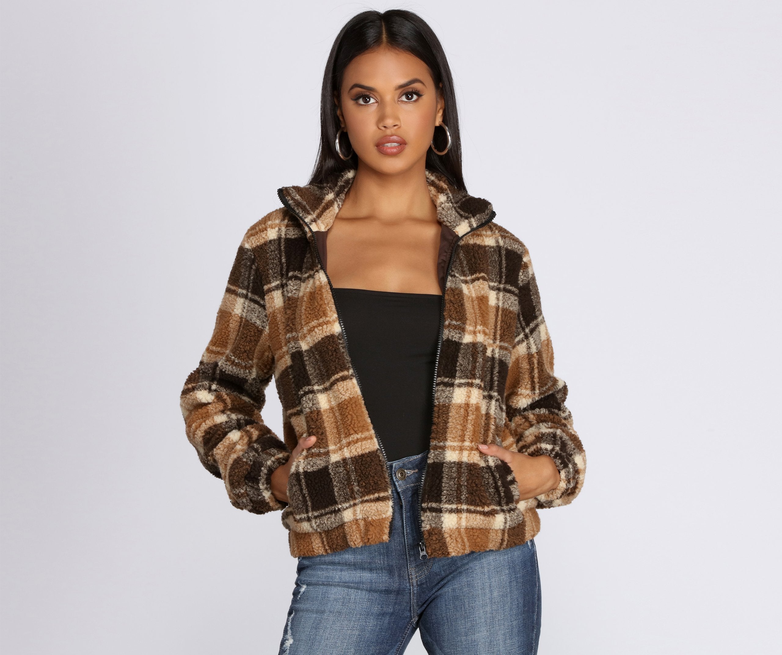 Pretty In Plaid Faux Fur Jacket - Lady Occasions