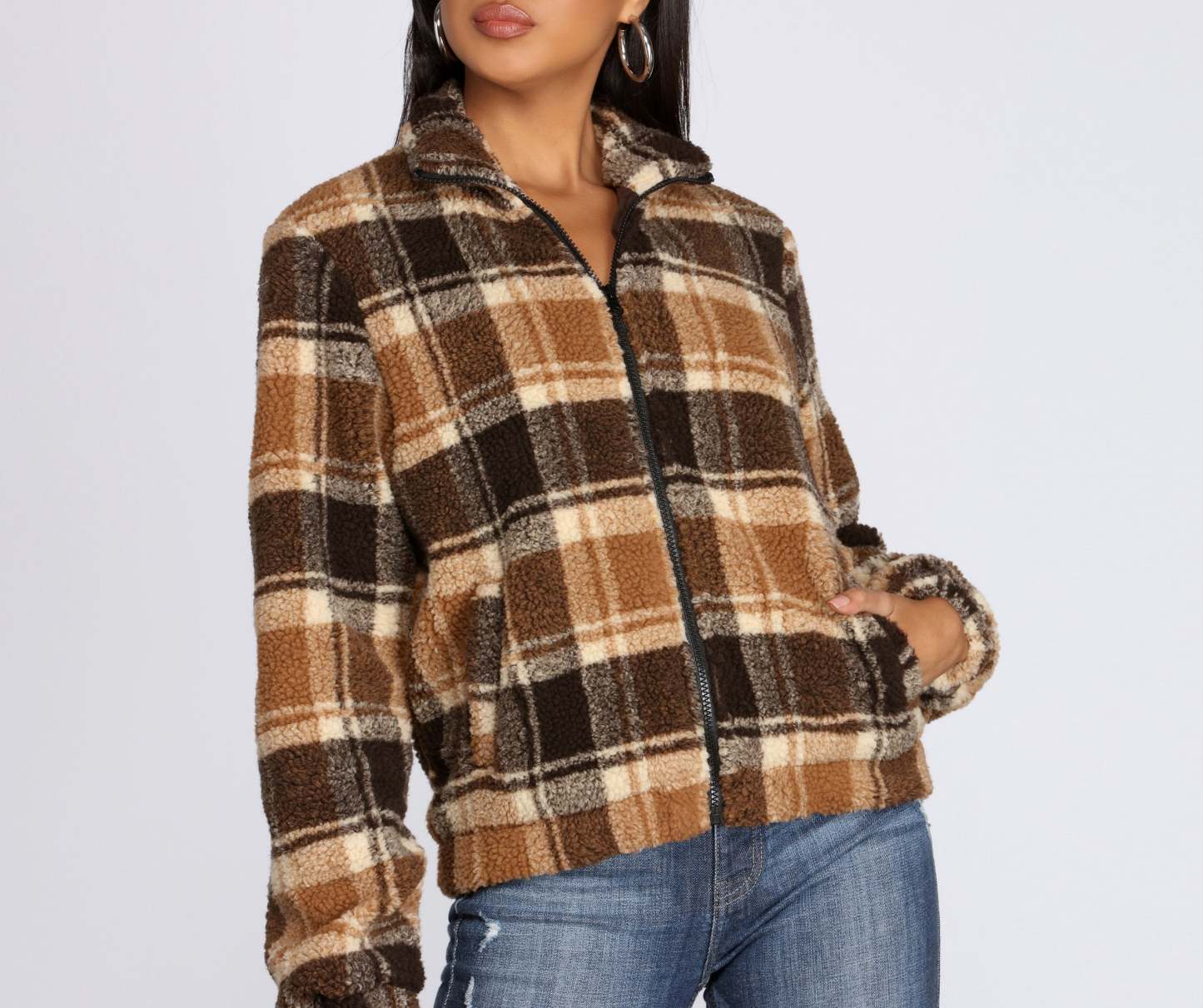 Pretty In Plaid Faux Fur Jacket - Lady Occasions
