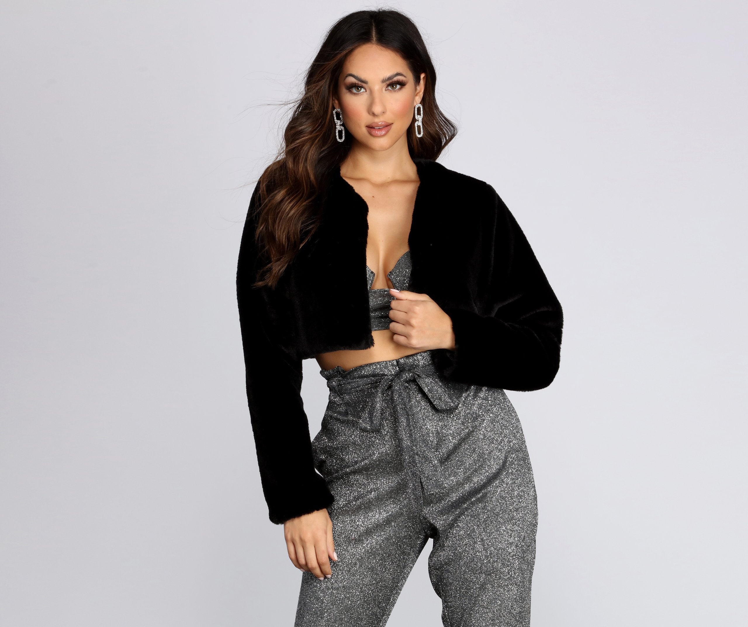 Faux Fur Crop Jacket - Lady Occasions