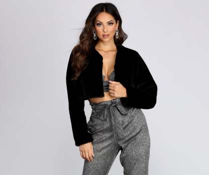 Faux Fur Crop Jacket - Lady Occasions