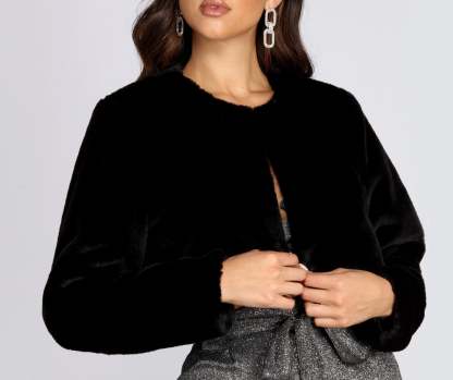 Faux Fur Crop Jacket - Lady Occasions