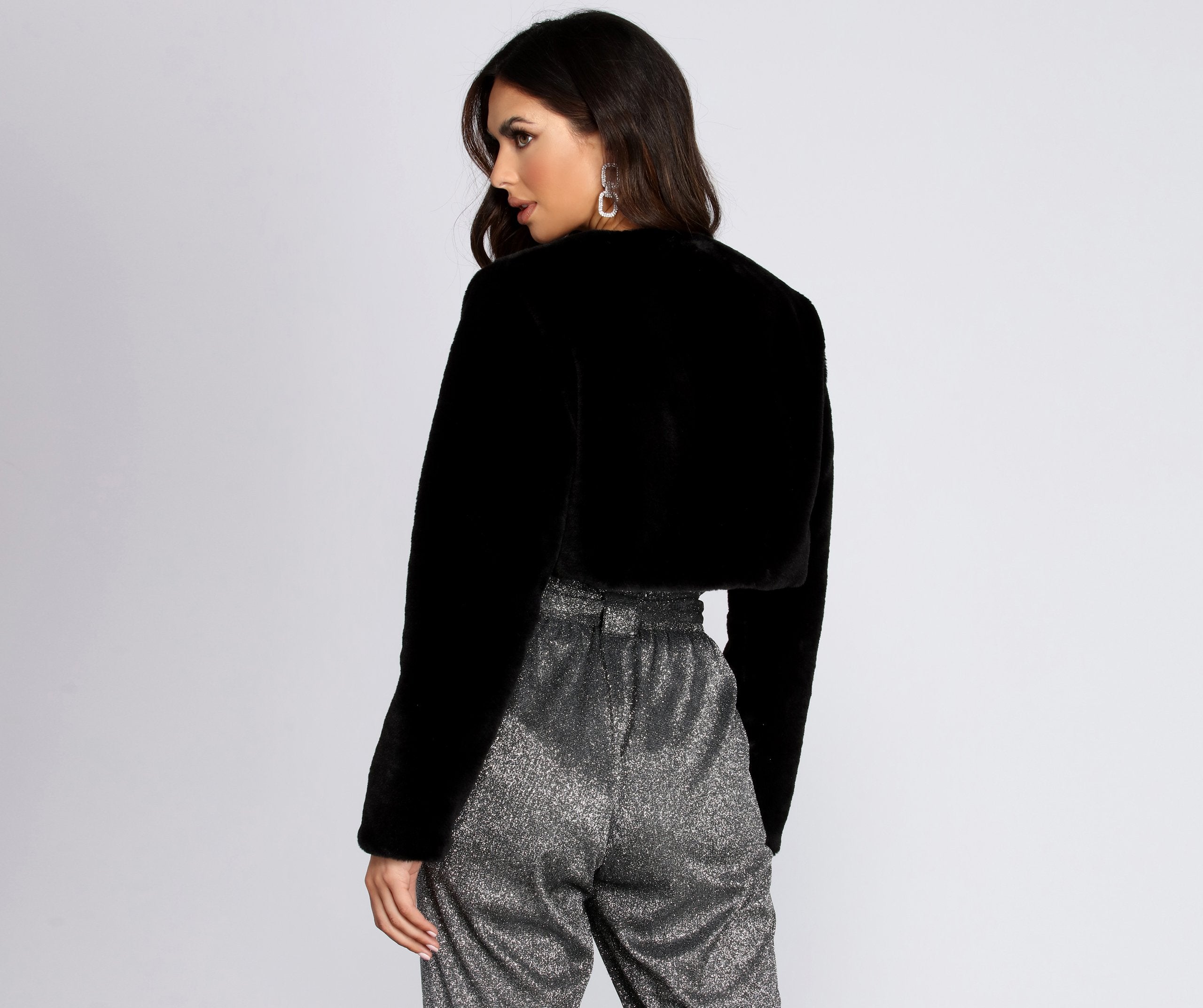 Faux Fur Crop Jacket - Lady Occasions