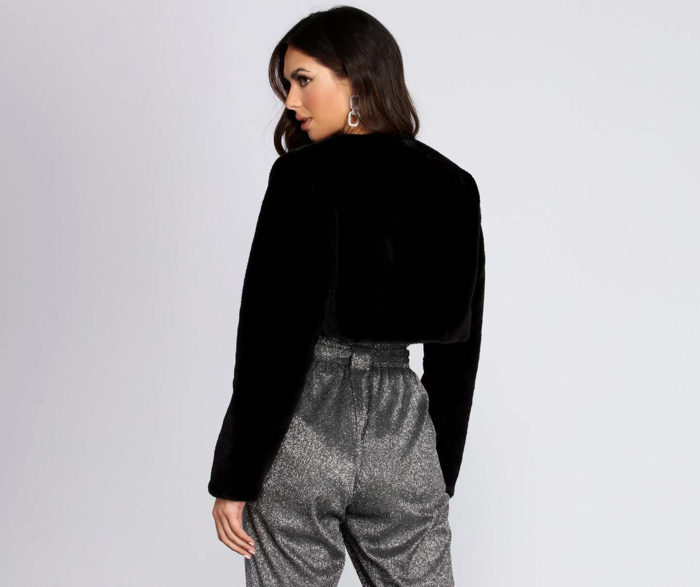 Faux Fur Crop Jacket - Lady Occasions