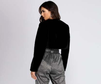 Faux Fur Crop Jacket - Lady Occasions
