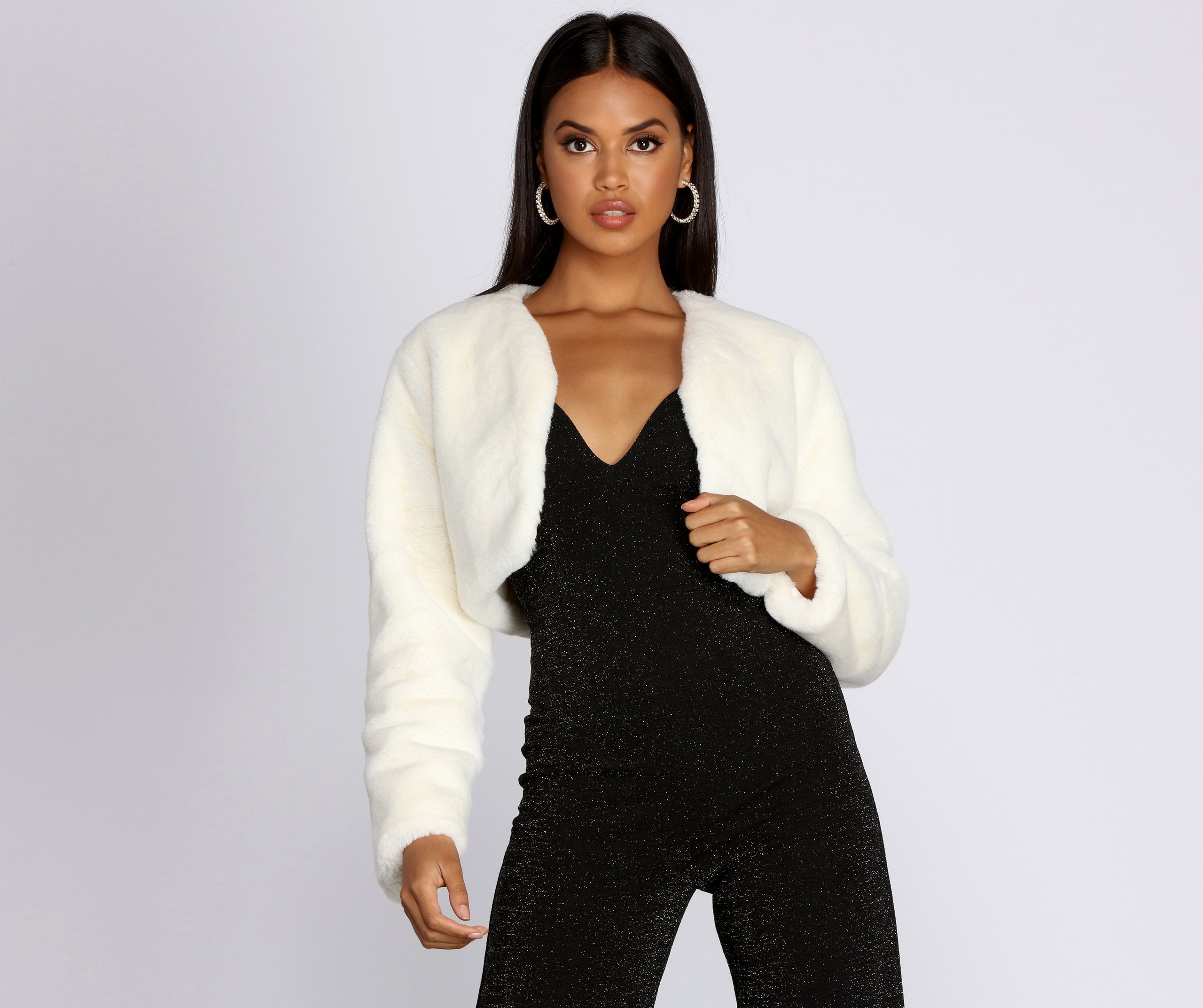 Faux Fur Crop Jacket - Lady Occasions