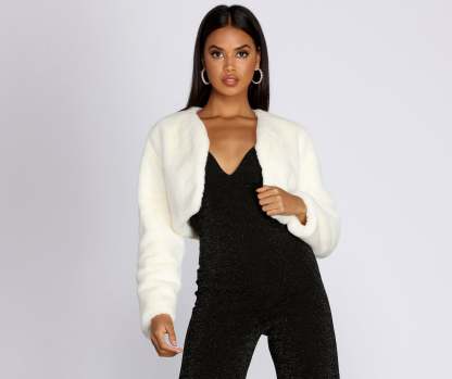 Faux Fur Crop Jacket - Lady Occasions