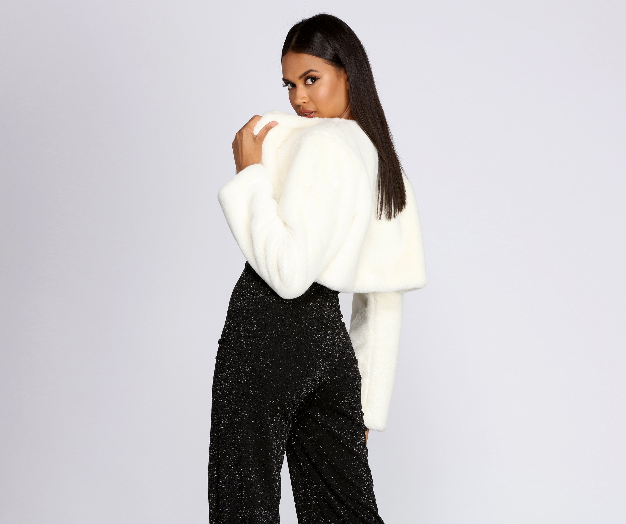 Faux Fur Crop Jacket - Lady Occasions