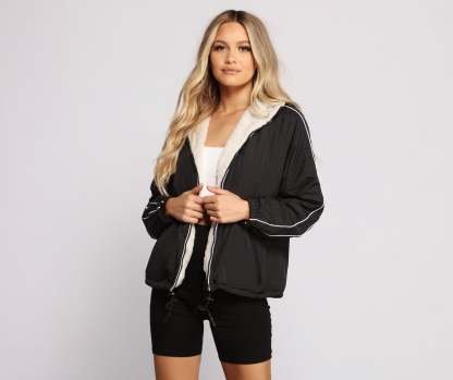 Trendy Nylon Faux Fur Reversible Jacket - Lady Occasions
