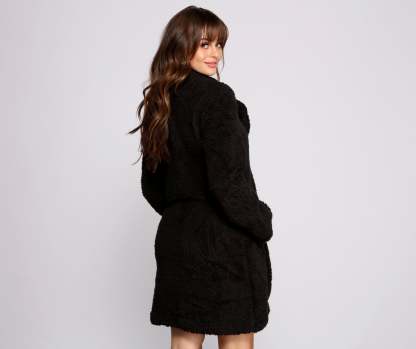 Faux Fur Long Line Jacket - Lady Occasions