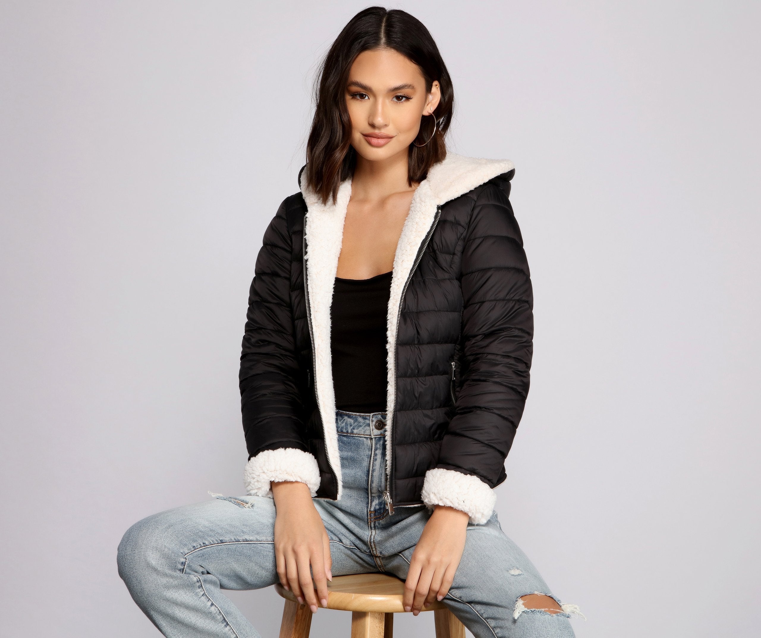 Faux Fur Reversible Puffer Jacket - Lady Occasions