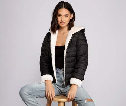 Faux Fur Reversible Puffer Jacket - Lady Occasions