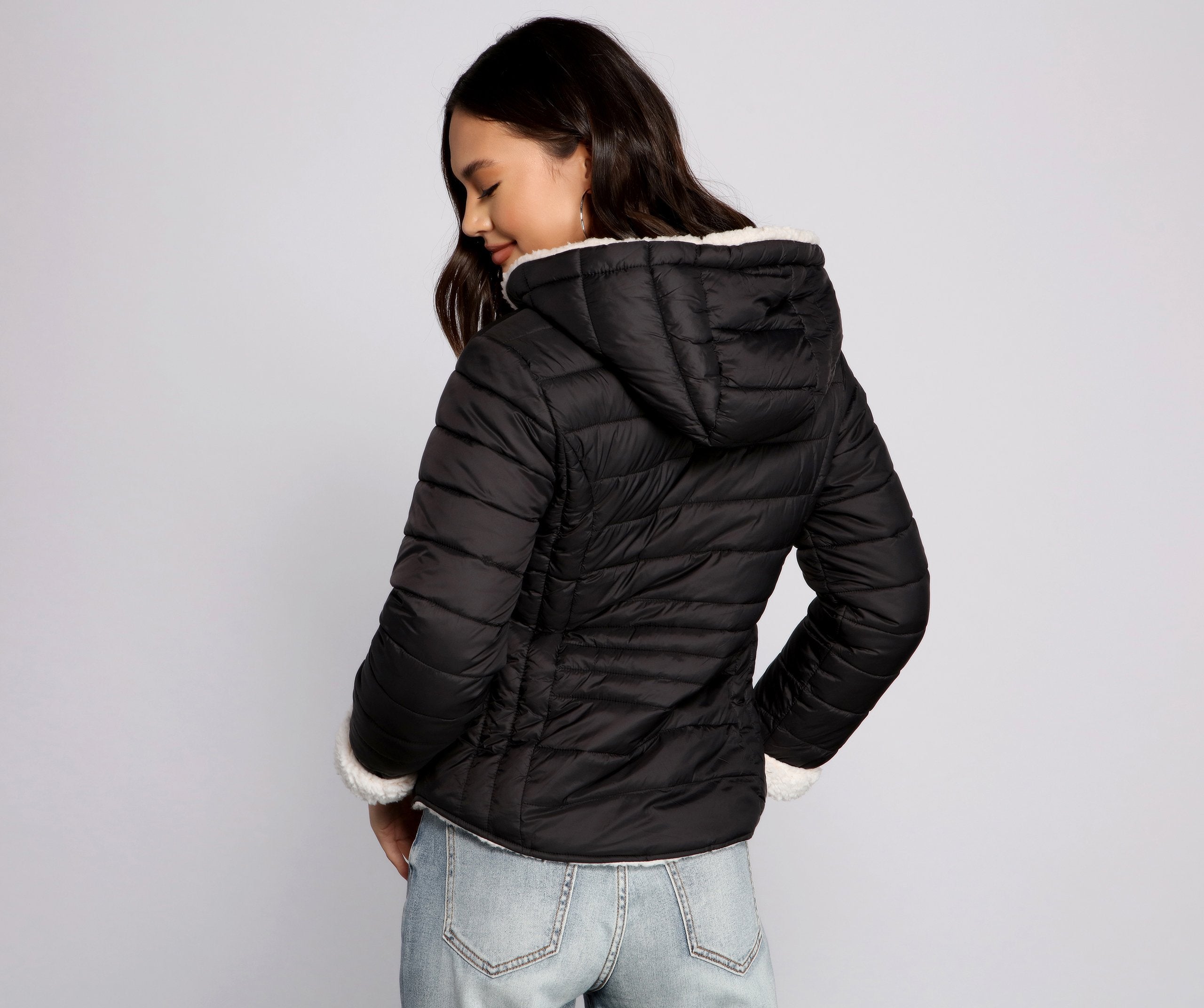Faux Fur Reversible Puffer Jacket - Lady Occasions