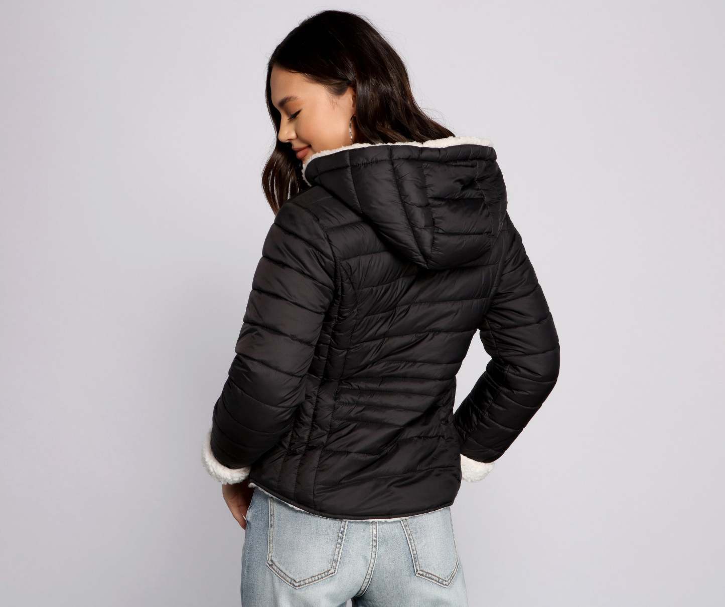 Faux Fur Reversible Puffer Jacket - Lady Occasions