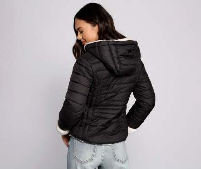 Faux Fur Reversible Puffer Jacket - Lady Occasions