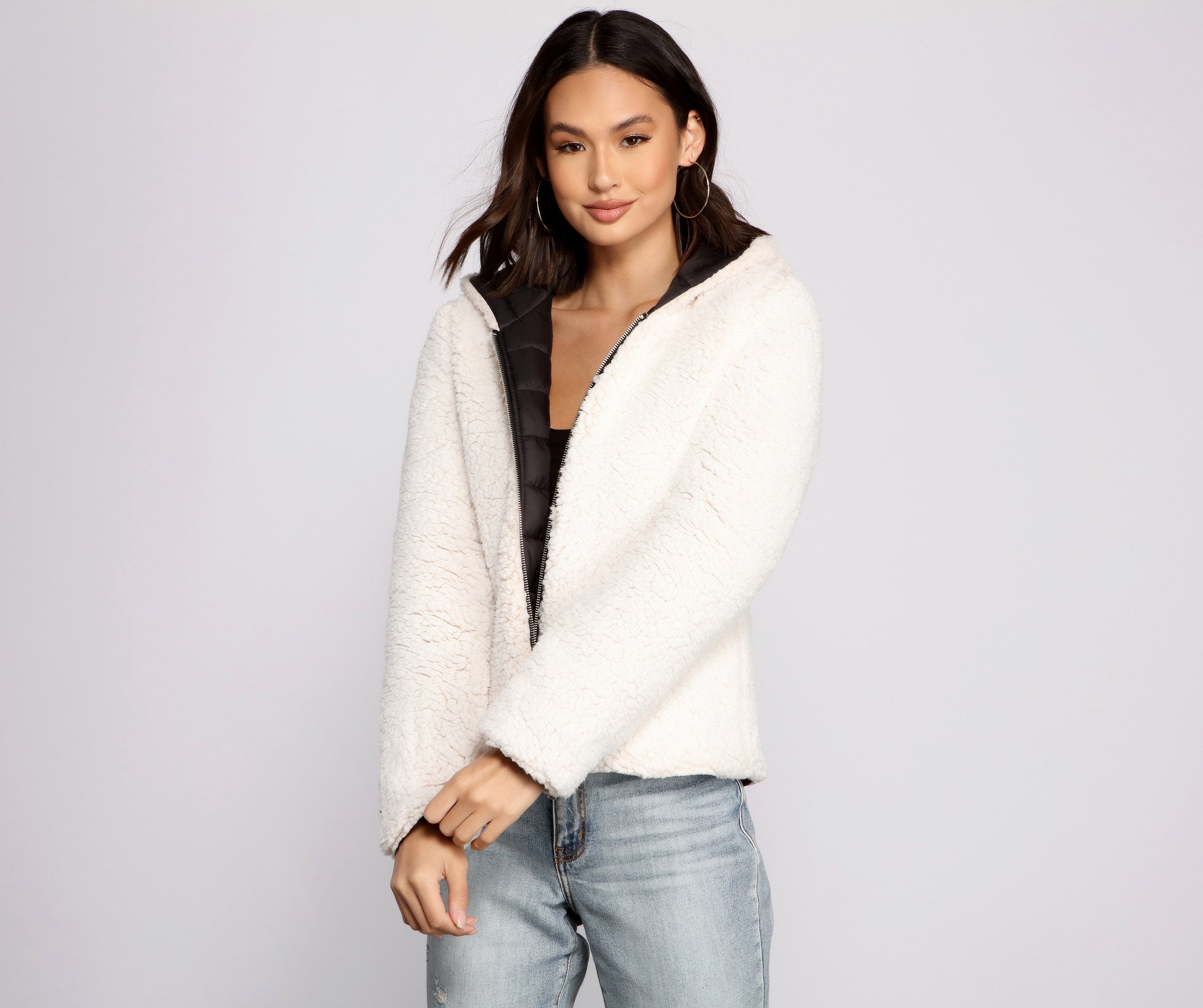 Faux Fur Reversible Puffer Jacket - Lady Occasions