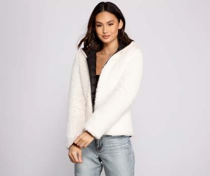 Faux Fur Reversible Puffer Jacket - Lady Occasions