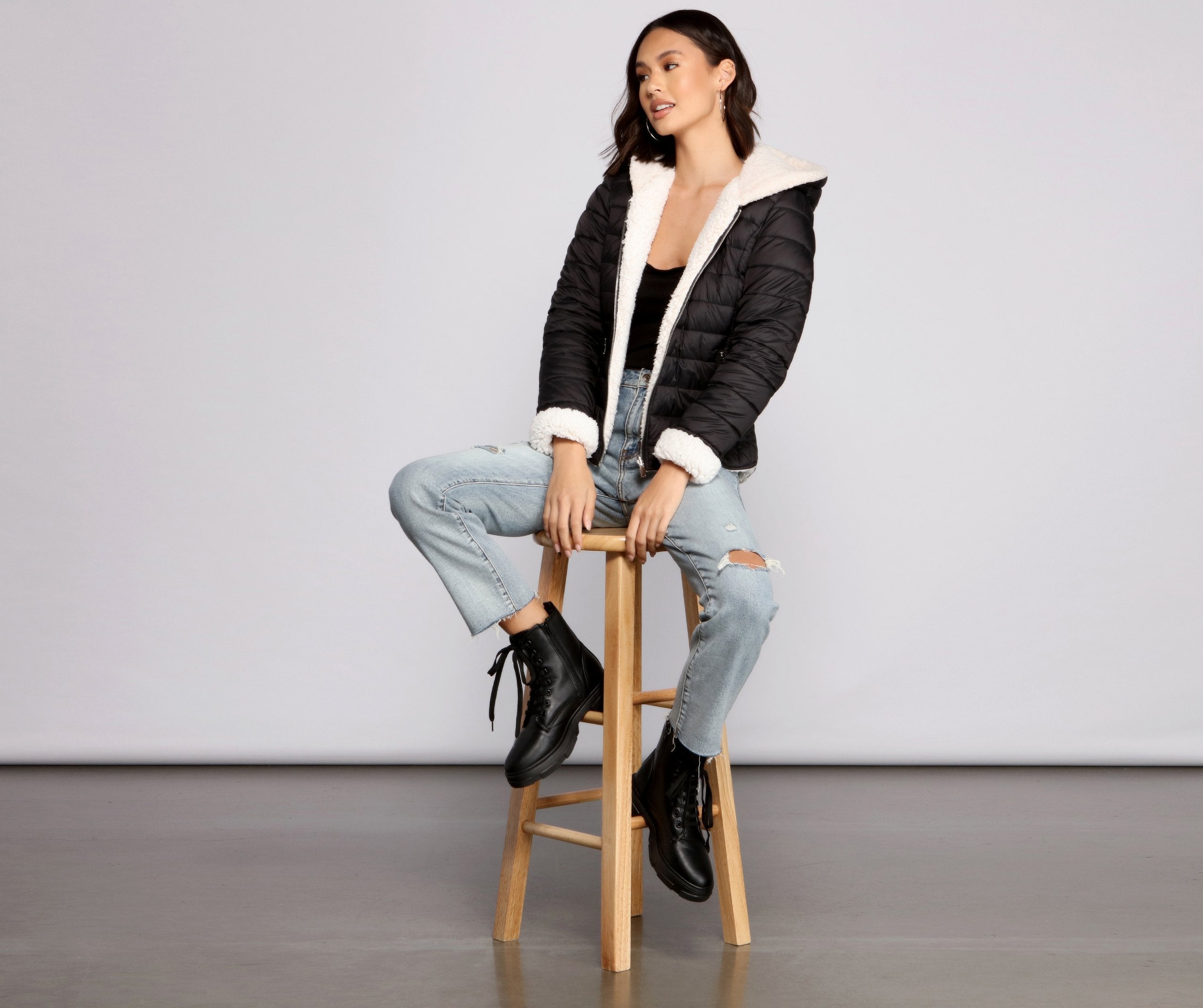 Faux Fur Reversible Puffer Jacket - Lady Occasions
