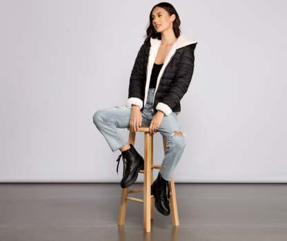 Faux Fur Reversible Puffer Jacket - Lady Occasions