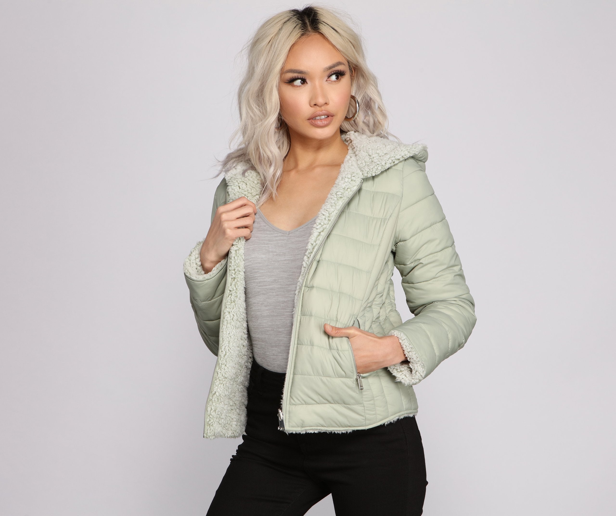 Faux Fur Reversible Puffer Jacket - Lady Occasions