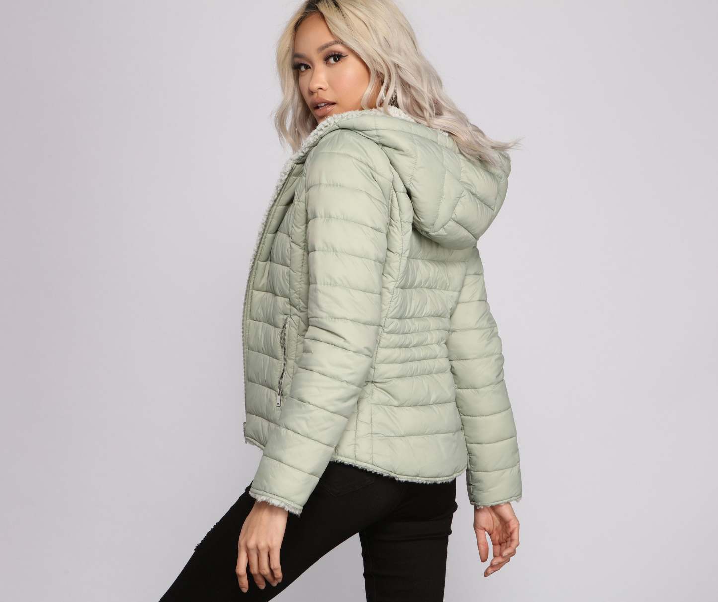 Faux Fur Reversible Puffer Jacket - Lady Occasions