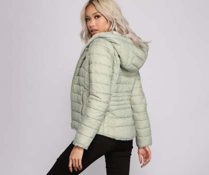 Faux Fur Reversible Puffer Jacket - Lady Occasions