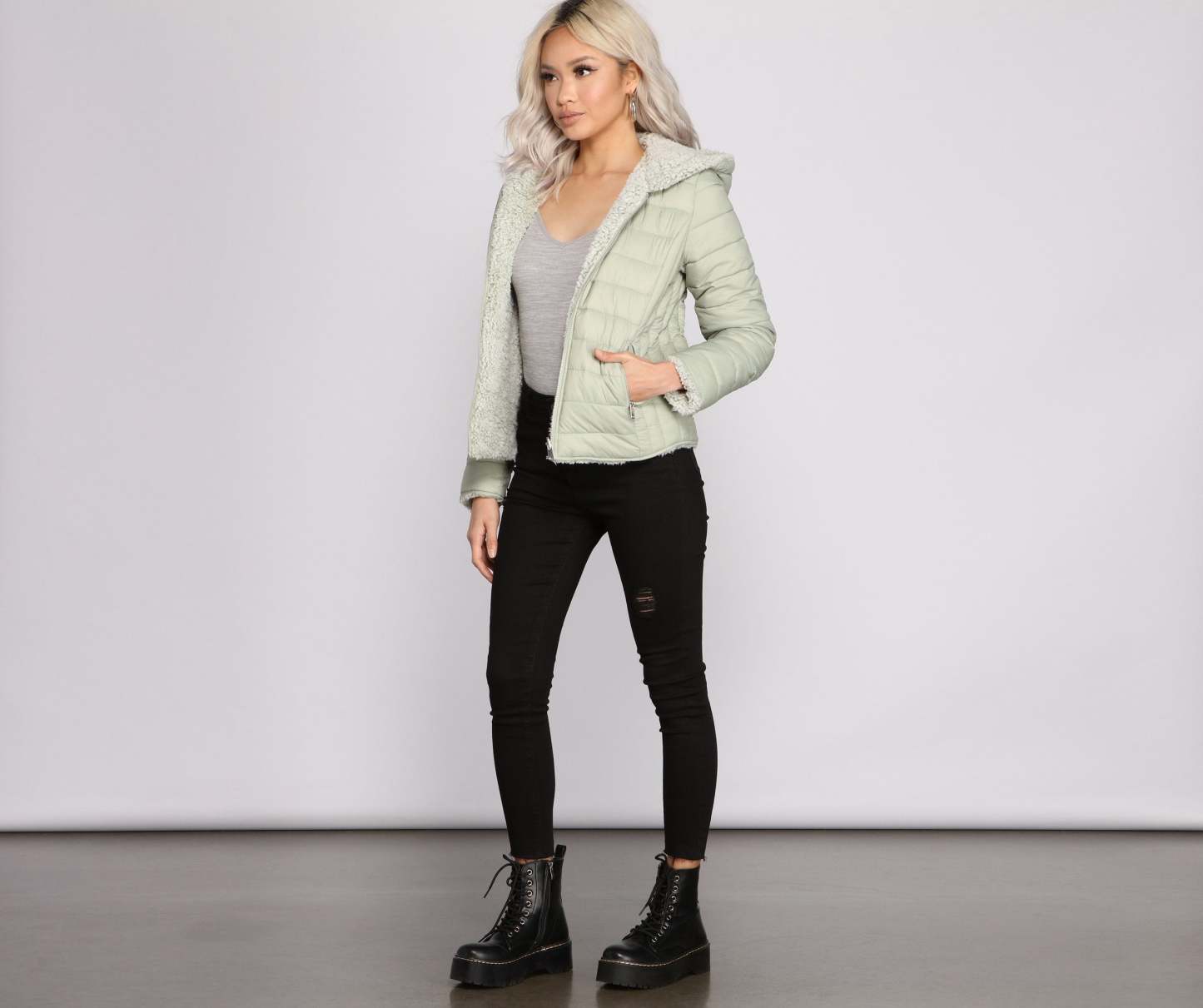 Faux Fur Reversible Puffer Jacket - Lady Occasions