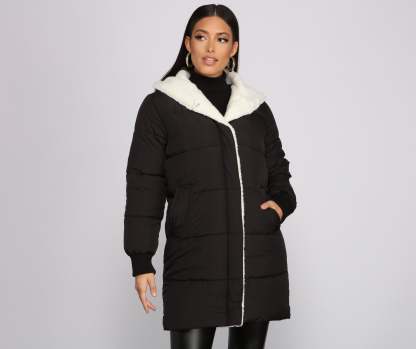 Cozy Up Long Line Puffer Jacket - Lady Occasions