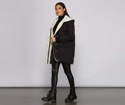Cozy Up Long Line Puffer Jacket - Lady Occasions