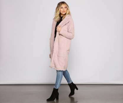 Fuzzy Fleece Long Teddy Coat - Lady Occasions