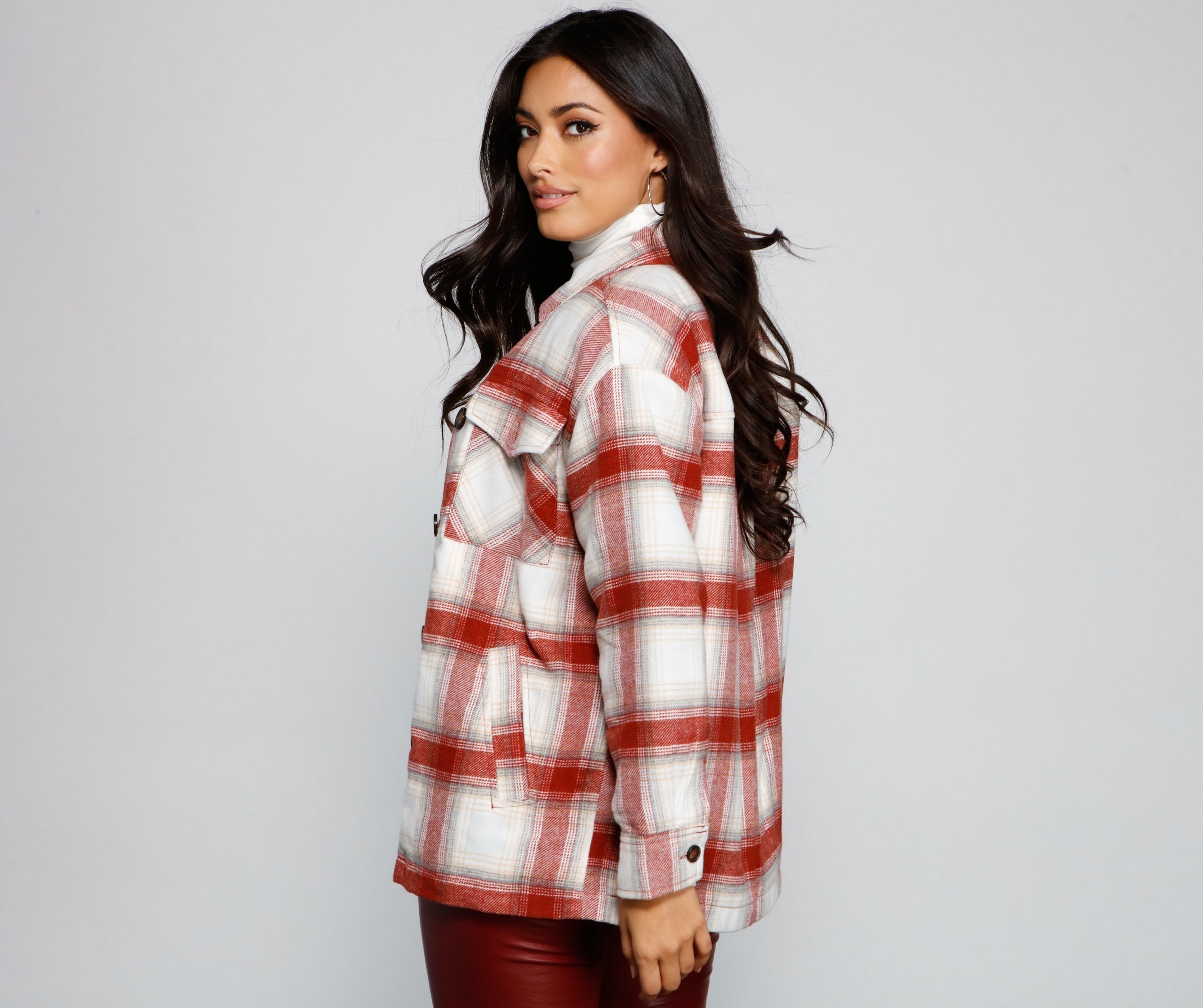 Falling For Cozy Vibes Plaid Sherpa Jacket - Lady Occasions