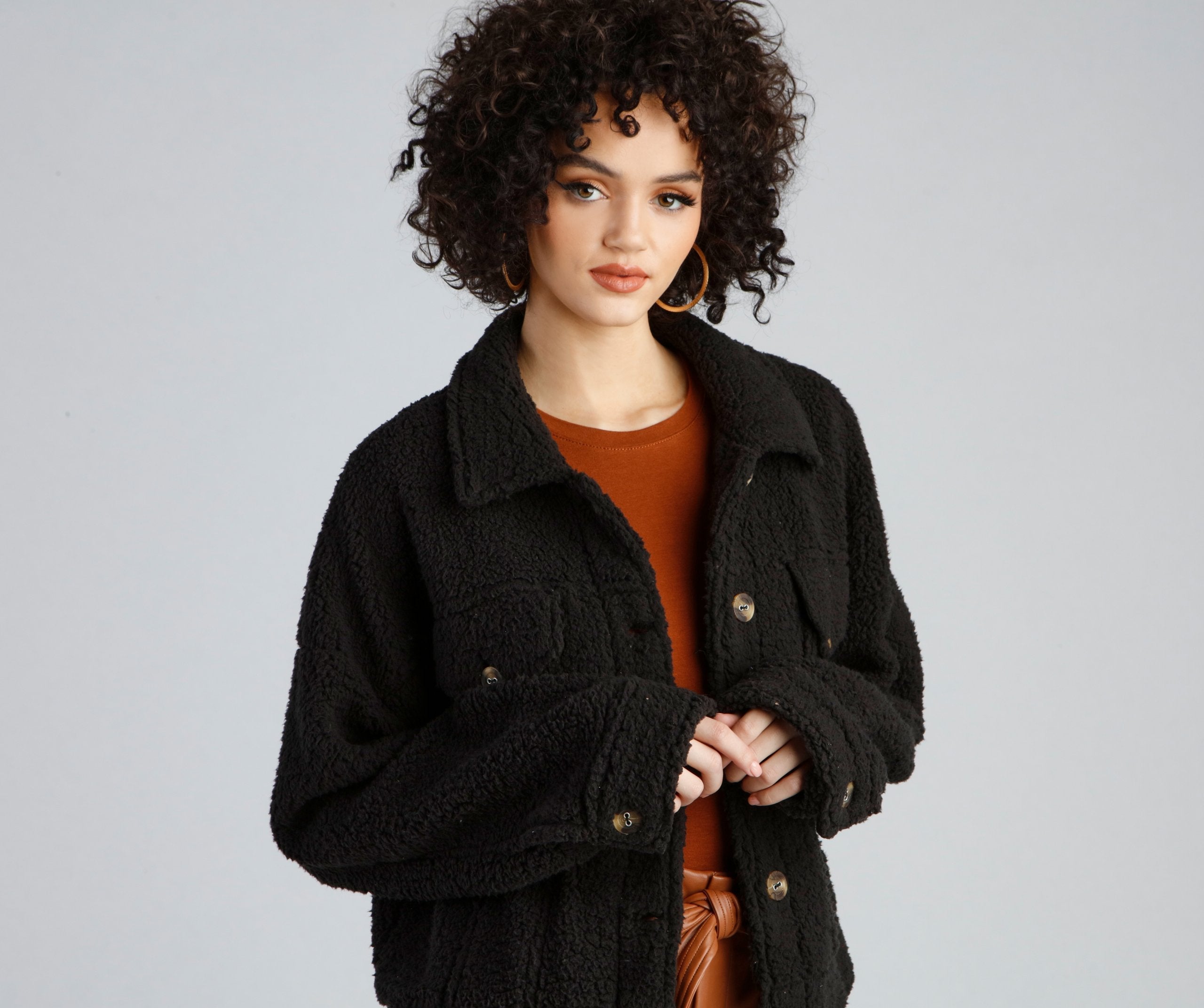 Cozy Moment Sherpa Knit Shacket - Lady Occasions