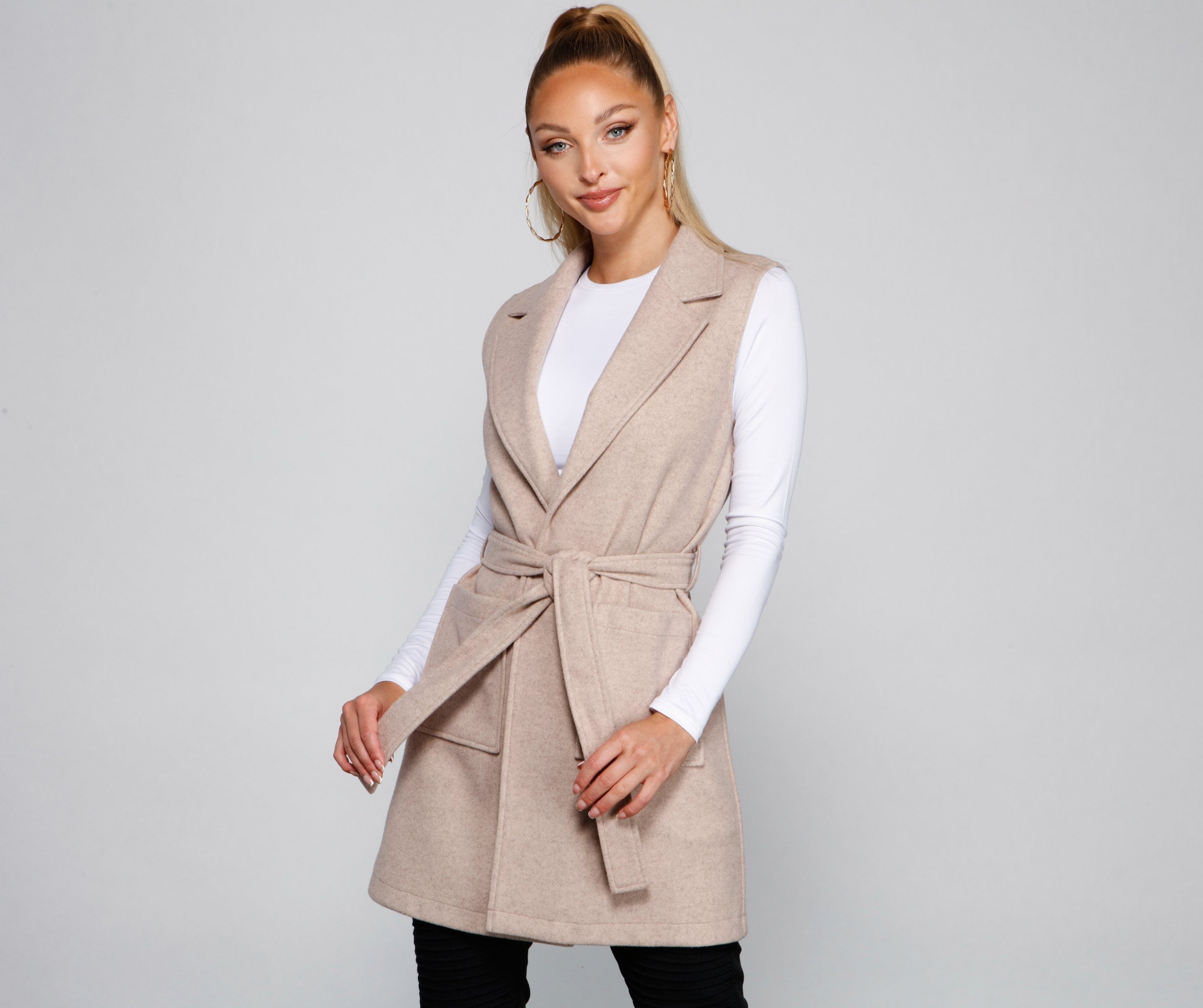 City Girl Faux Wool Trench Vest - Lady Occasions