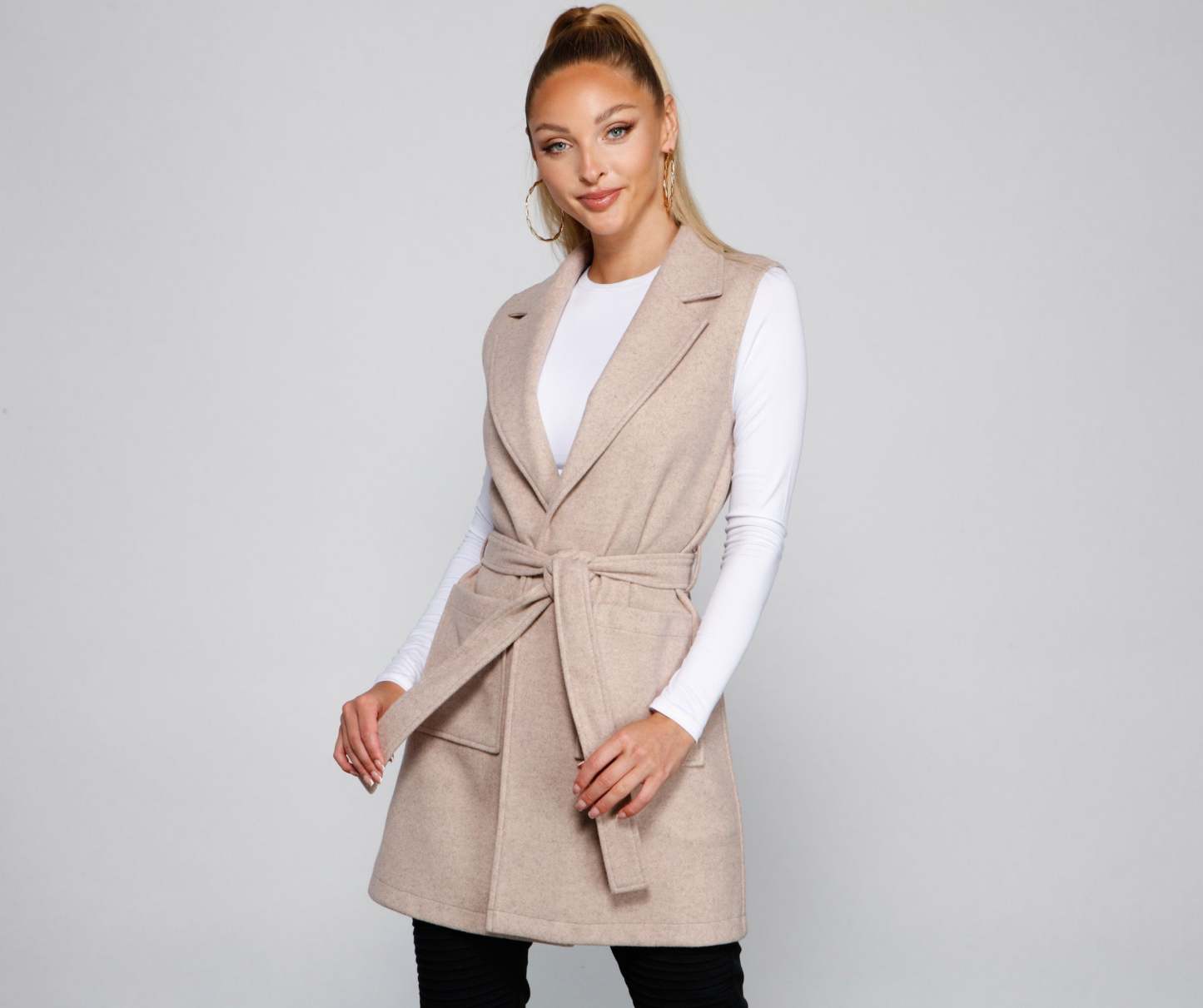 City Girl Faux Wool Trench Vest - Lady Occasions