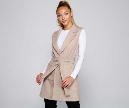 City Girl Faux Wool Trench Vest - Lady Occasions