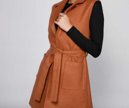City Girl Faux Wool Trench Vest - Lady Occasions