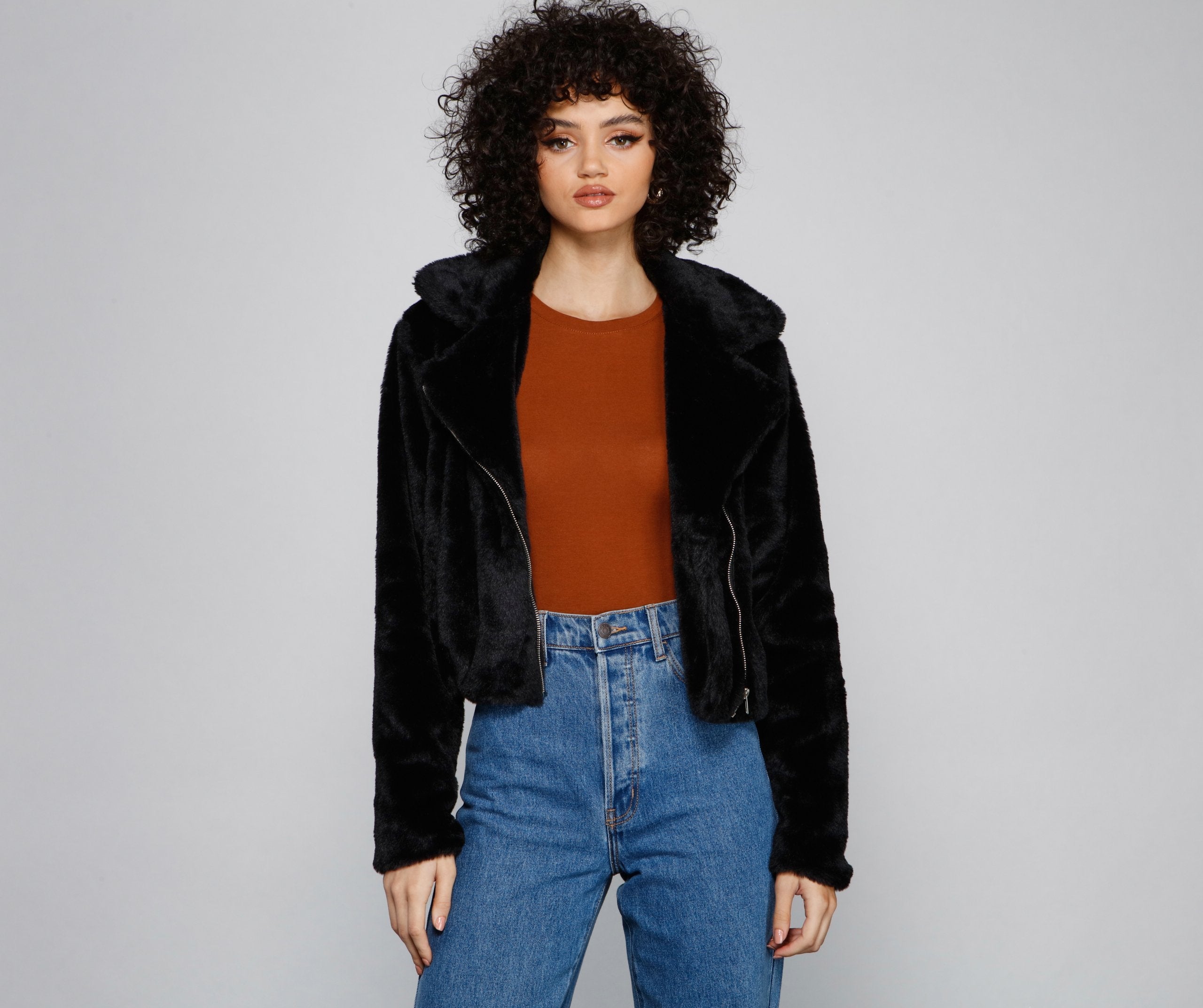 Rebel Chic Faux Fur Moto Jacket - Lady Occasions