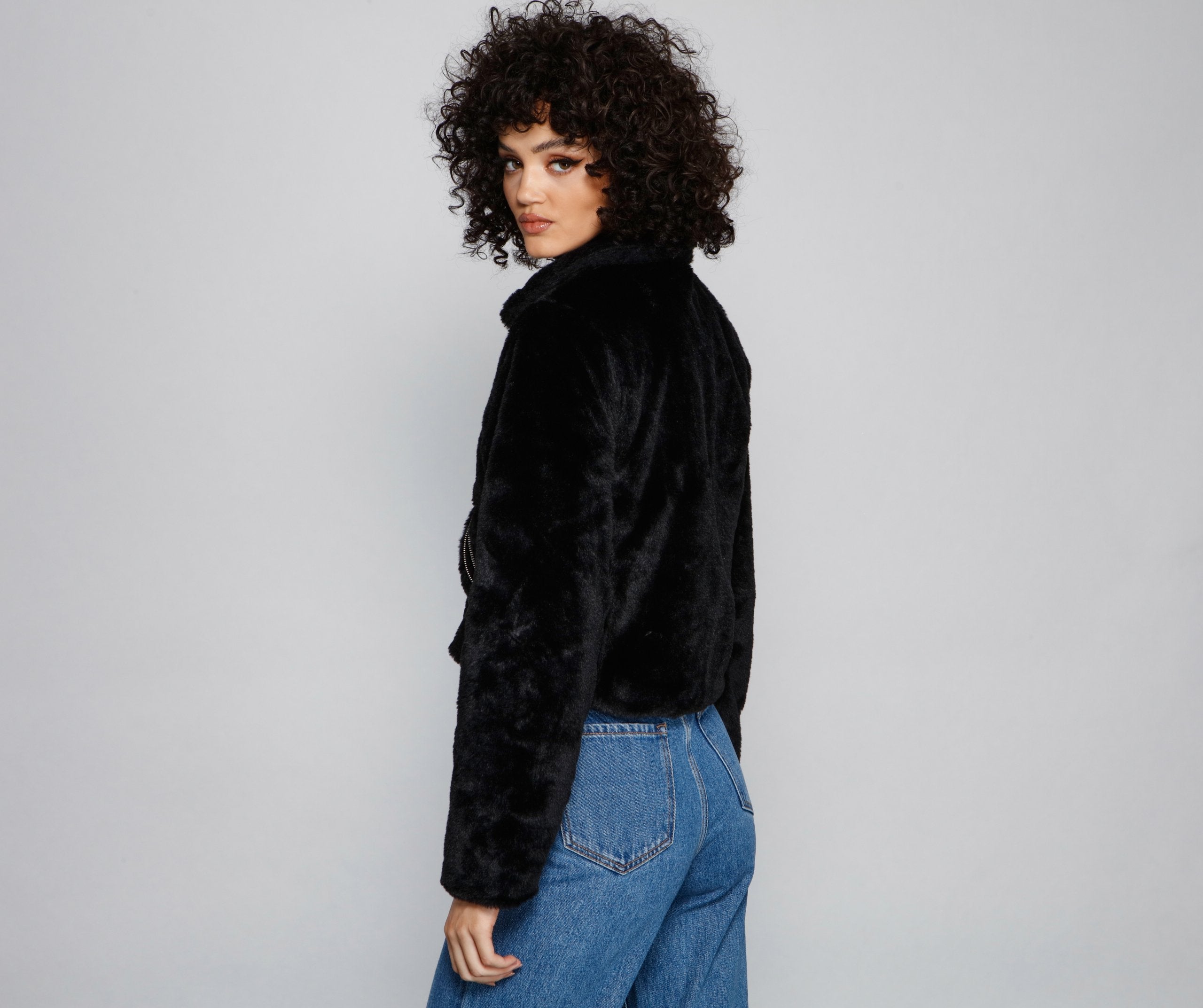 Rebel Chic Faux Fur Moto Jacket - Lady Occasions