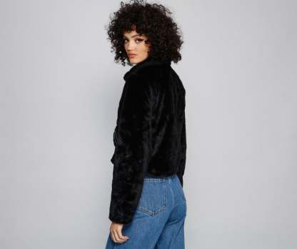 Rebel Chic Faux Fur Moto Jacket - Lady Occasions